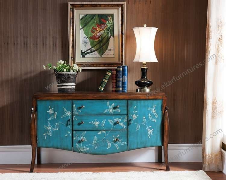 Hand paint solid wood furniture_ paint vintage cabinet in bl